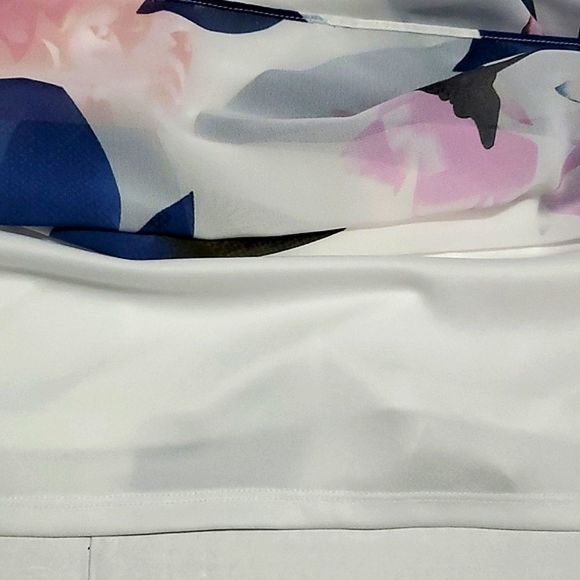 Signature Robbie Bee Off White Colorful Floral High Neck Shift Flowy Mini Dress - Picture 10 of 13